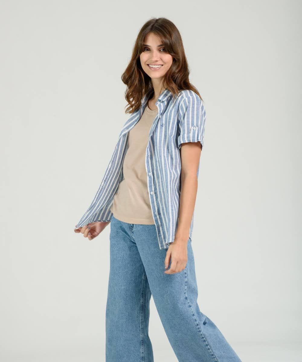 Camisa Sally Lino Manga Corta