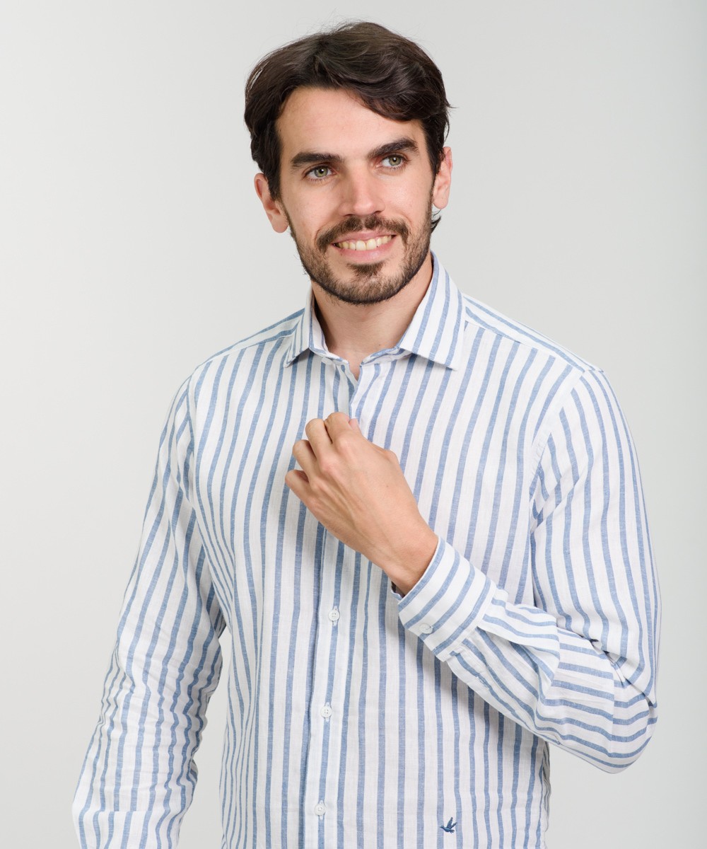 Camisa Milano Lino Striped