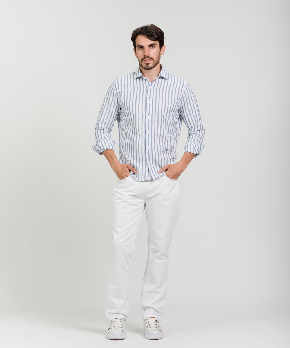 Camisa Milano Lino Striped