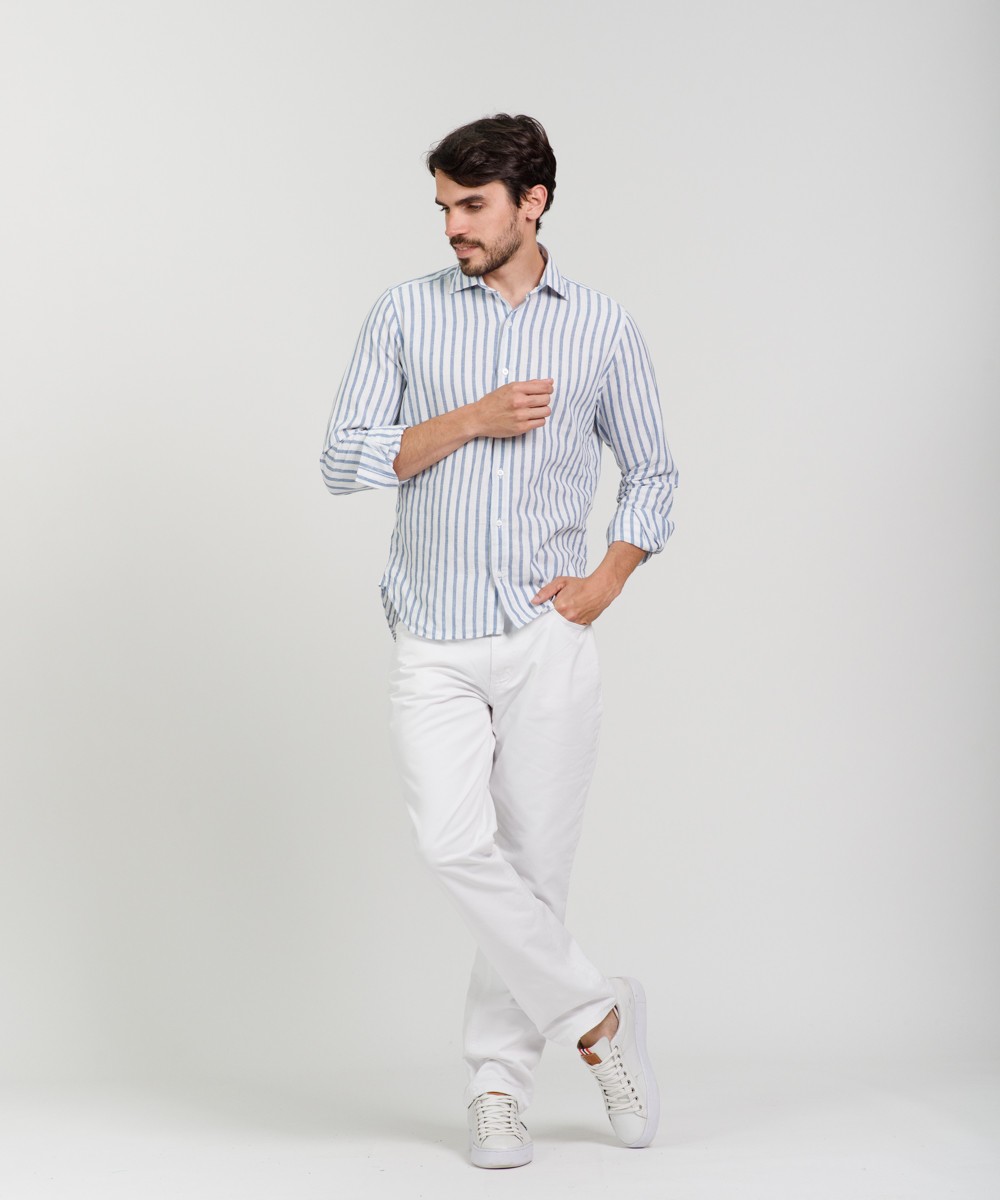 Camisa Milano Lino Striped
