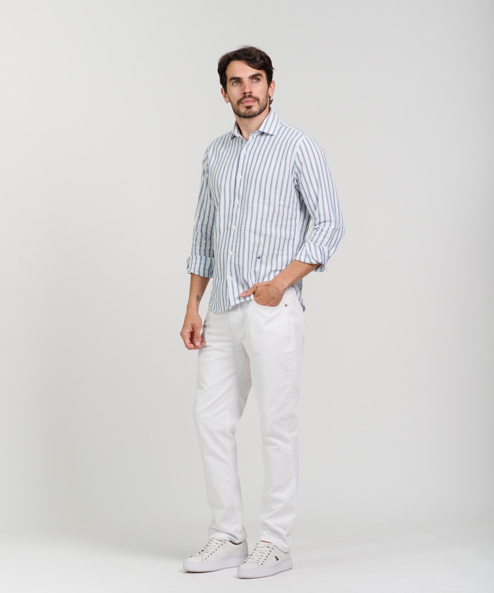 Camisa Milano Lino Striped