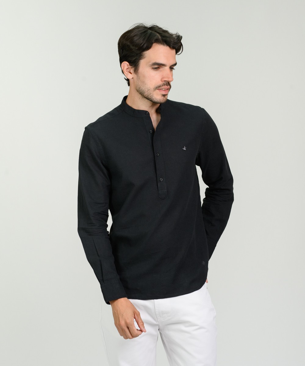 Camisa Mao Half Placket Lino