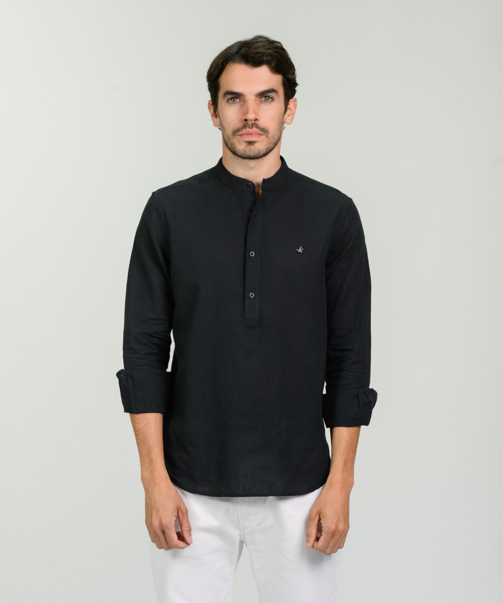 Camisa Mao Half Placket Lino