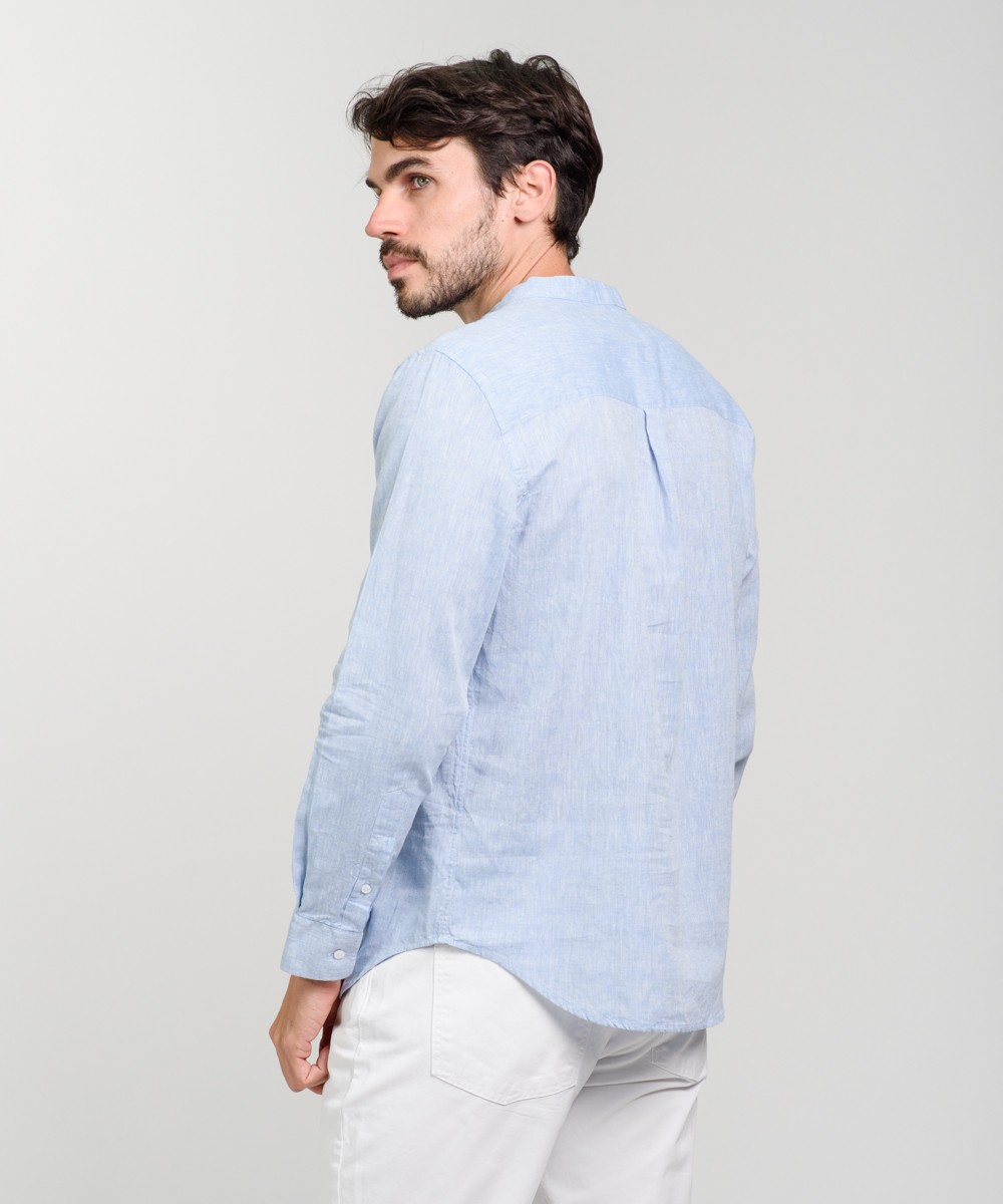 Camisa Mao Half Placket Lino