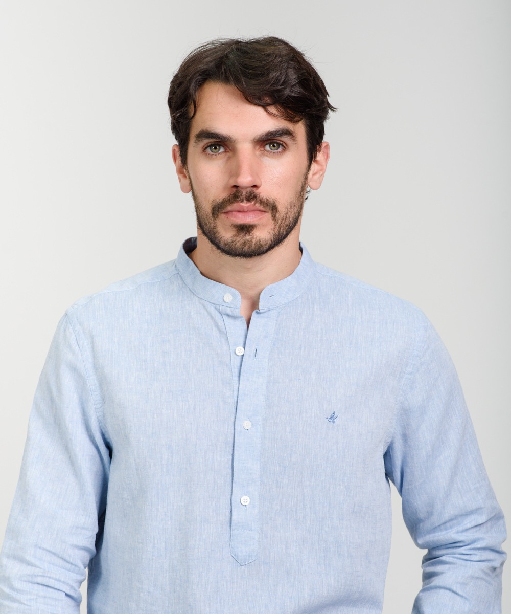Camisa Mao Half Placket Lino
