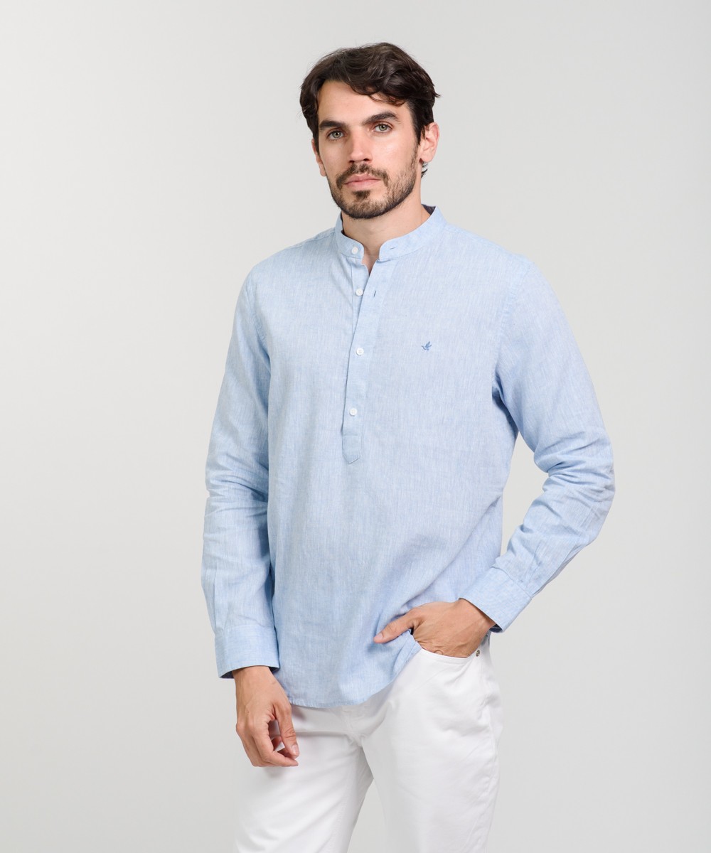 Camisa Mao Half Placket Lino