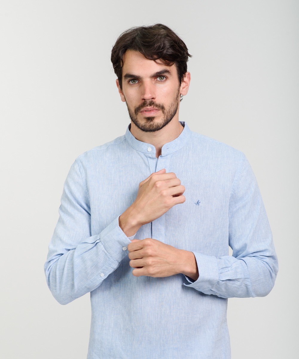 Camisa Mao Half Placket Lino
