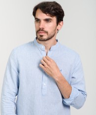 Camisa Mao Half Placket Lino