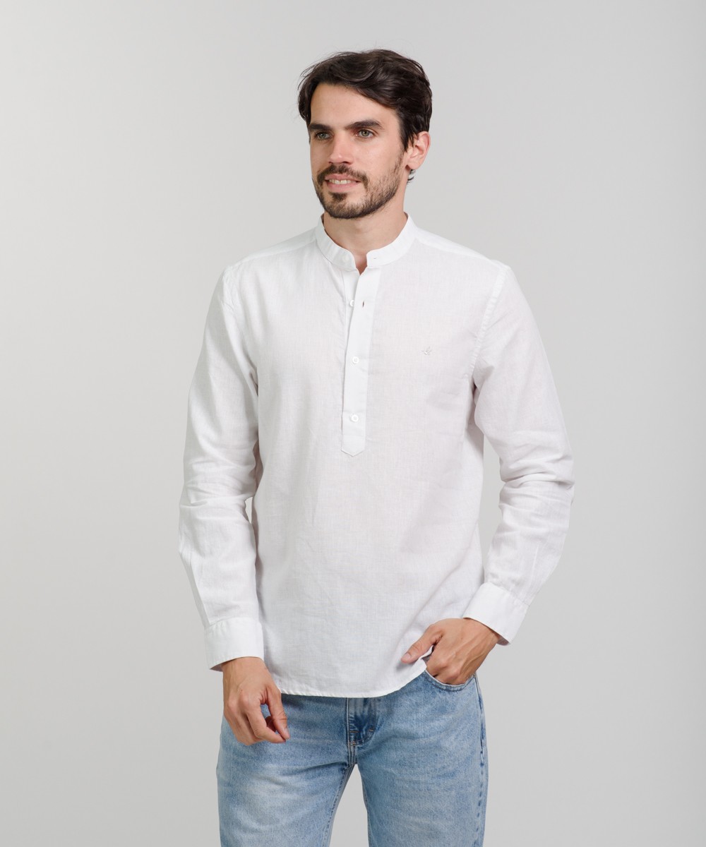 Camisa Mao Half Placket Lino
