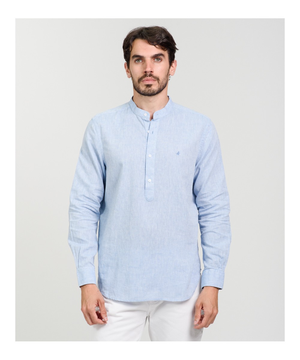 Camisa Mao Half Placket Lino