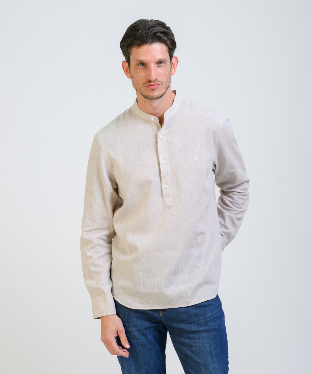 Camisa Mao Half Placket Lino