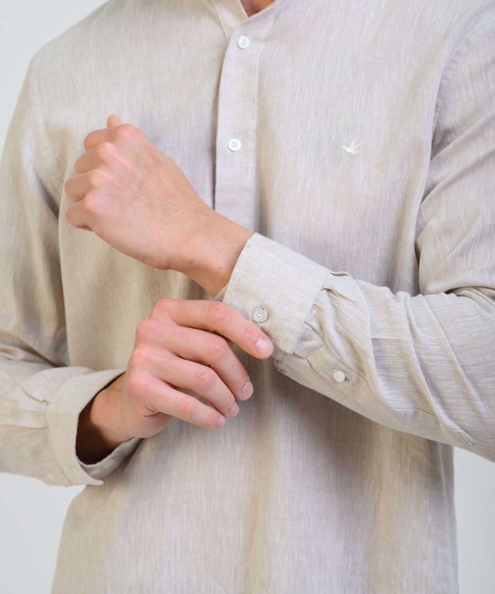Camisa Mao Half Placket Lino
