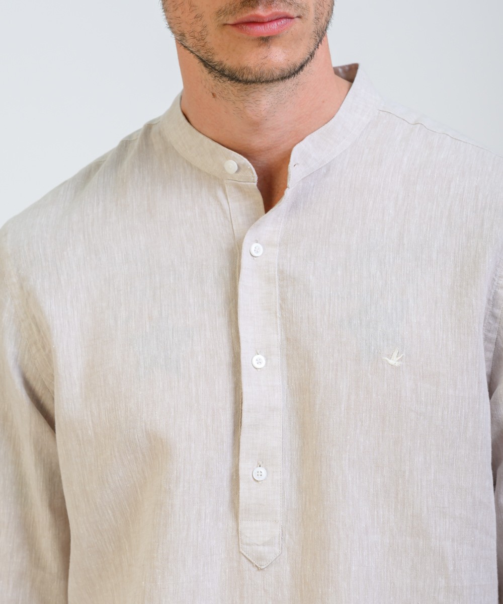 Camisa Mao Half Placket Lino