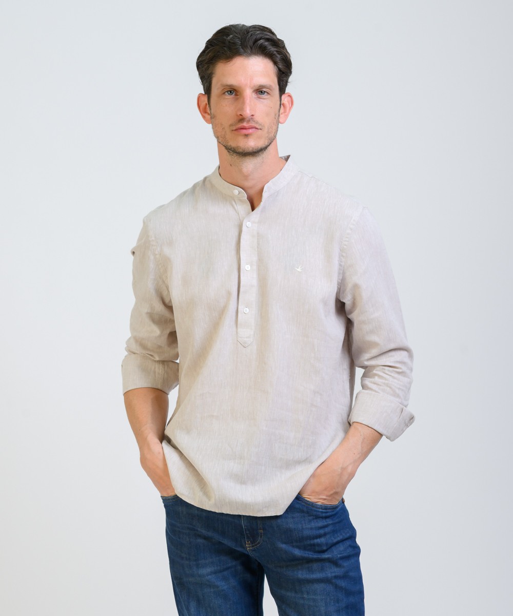Camisa Mao Half Placket Lino