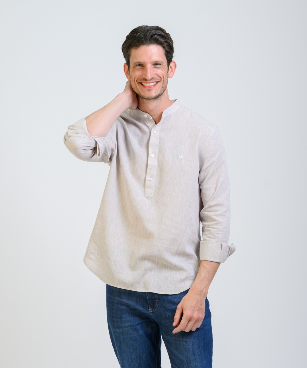 Camisa Mao Half Placket Lino