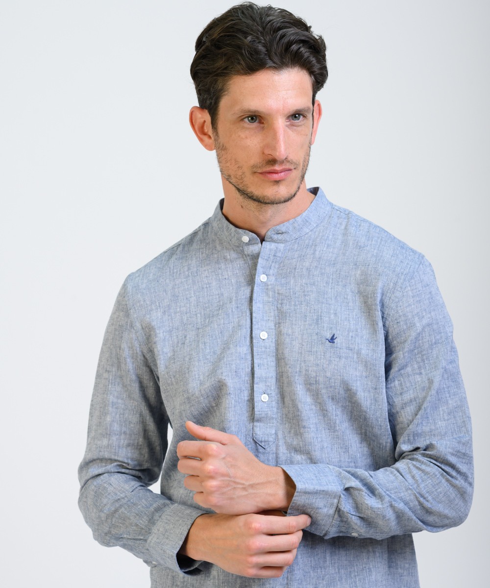 Camisa Mao Half Placket Lino