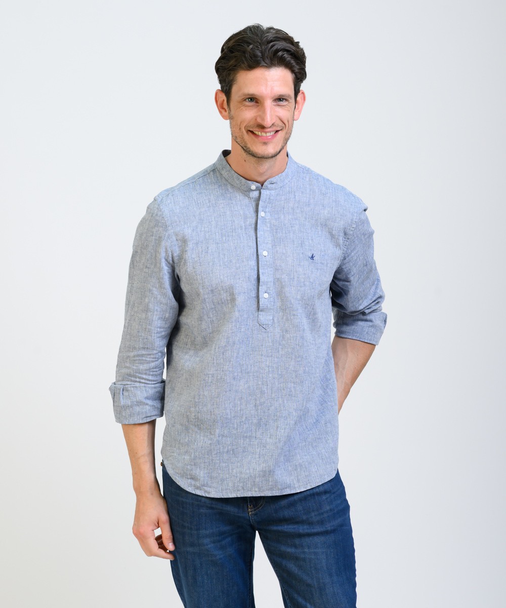 Camisa Mao Half Placket Lino