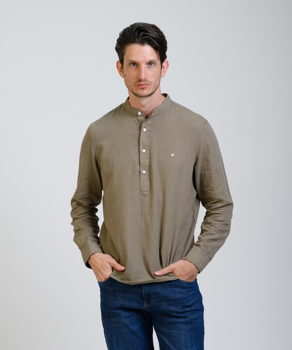Camisa Mao Half Placket Lino