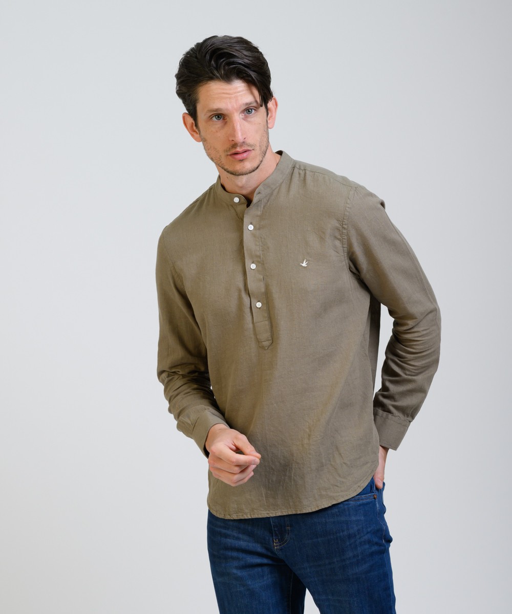 Camisa Mao Half Placket Lino