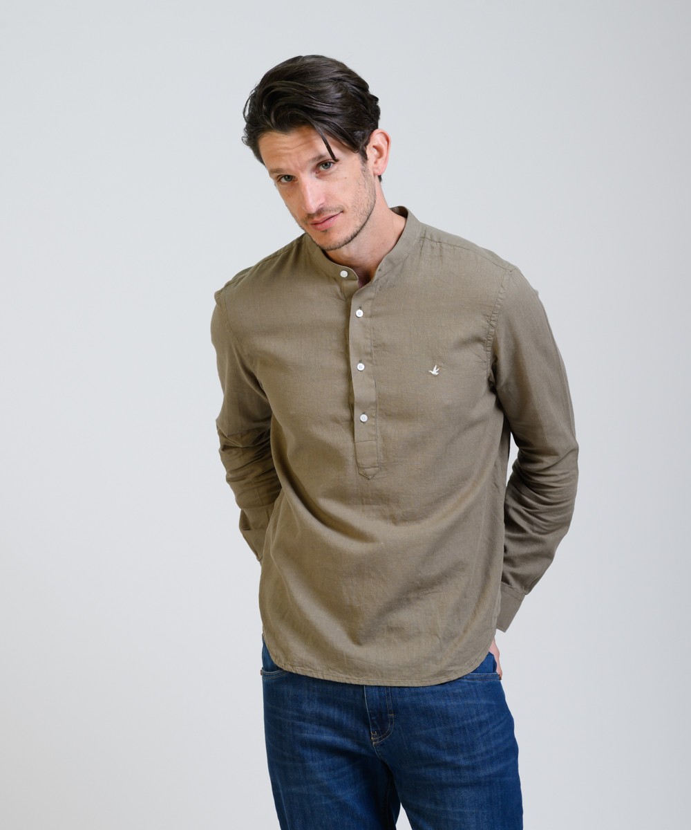 Camisa Mao Half Placket Lino