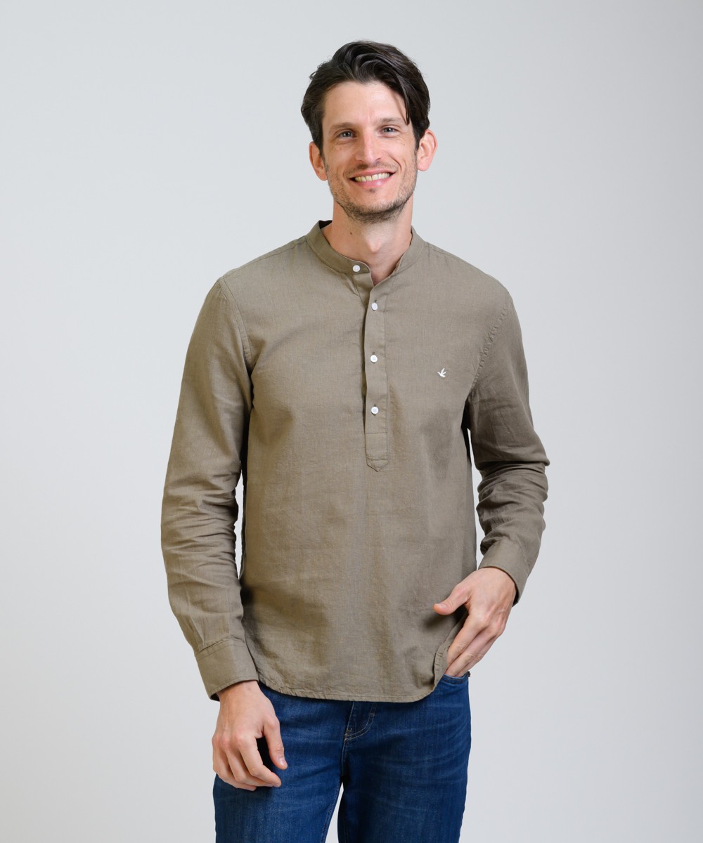 Camisa Mao Half Placket Lino