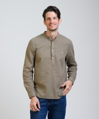 Camisa Mao Half Placket Lino