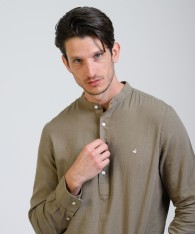 Camisa Mao Half Placket Lino