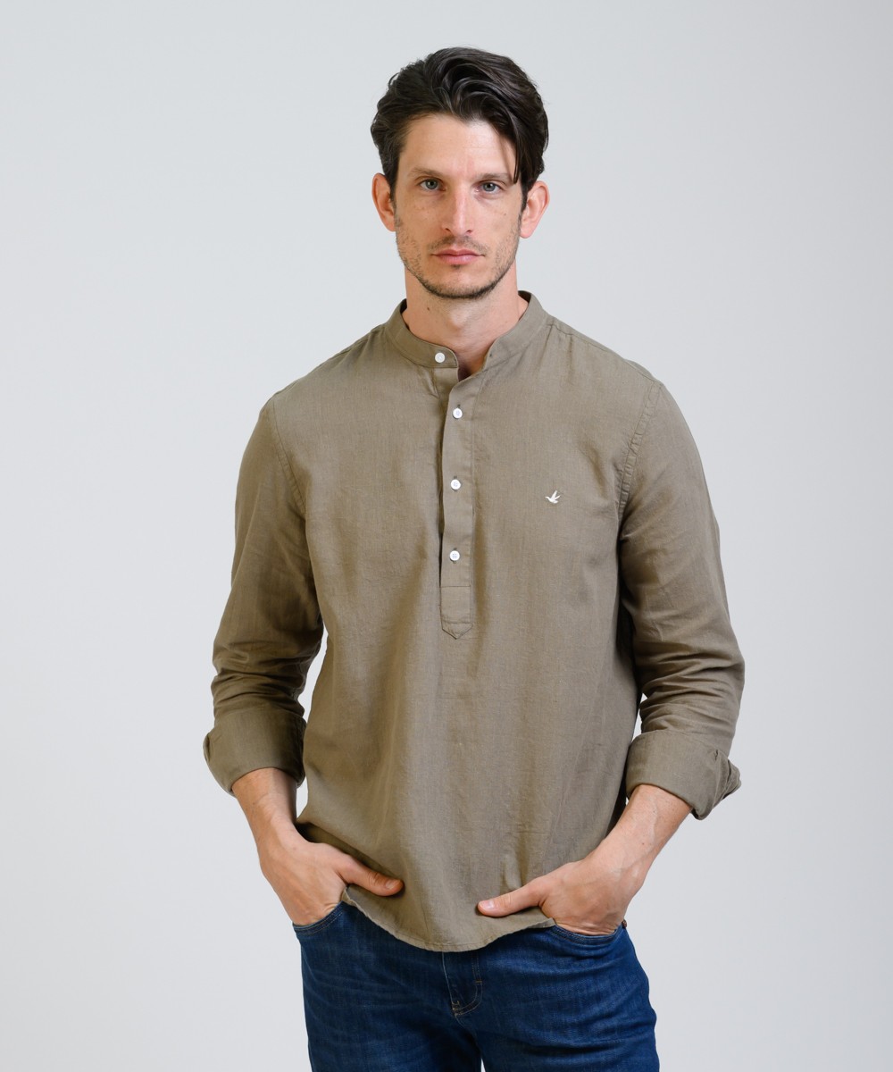 Camisa Mao Half Placket Lino