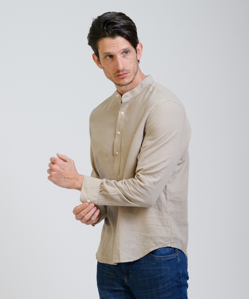 Camisa Mao Half Placket Lino