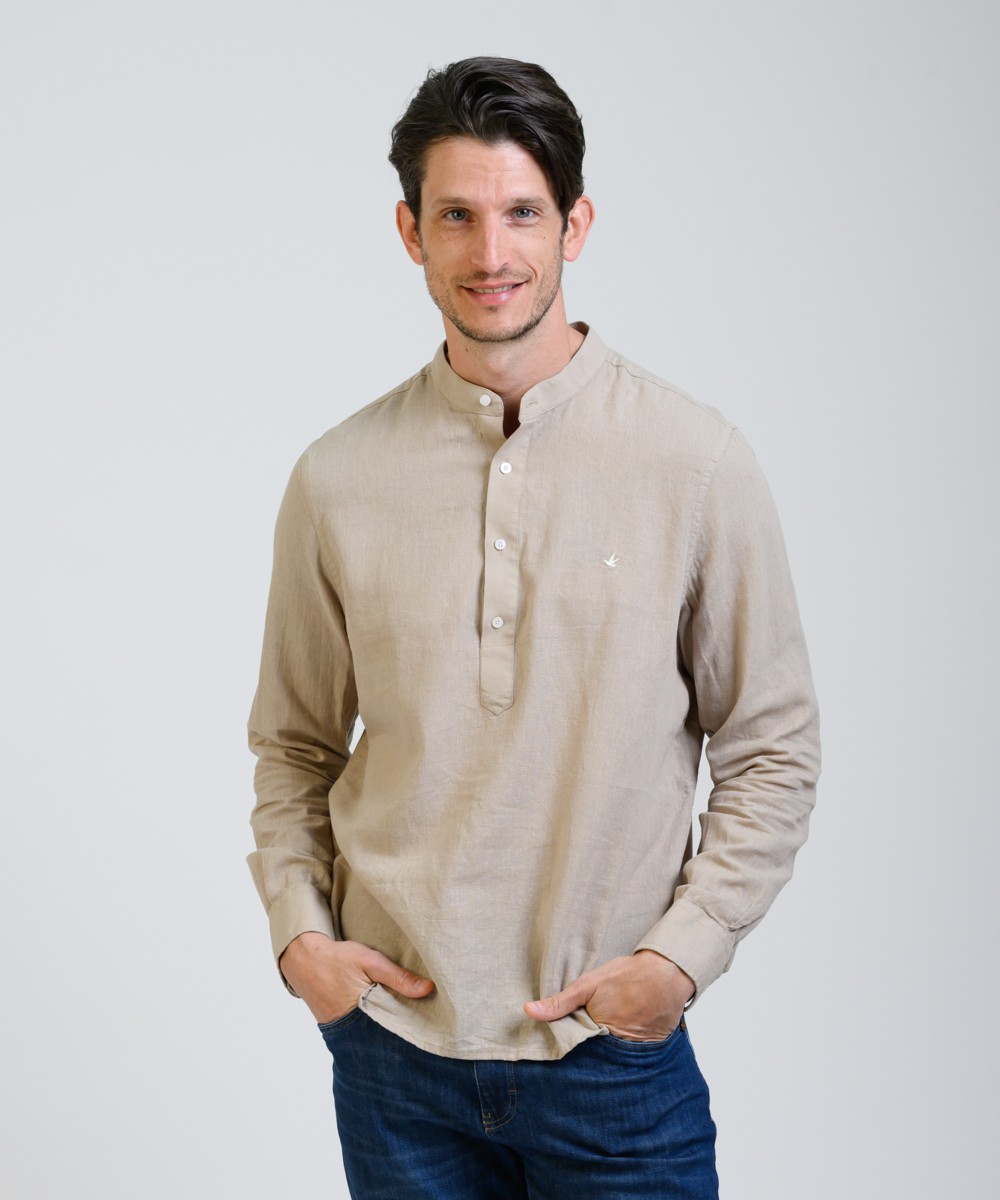 Camisa Mao Half Placket Lino