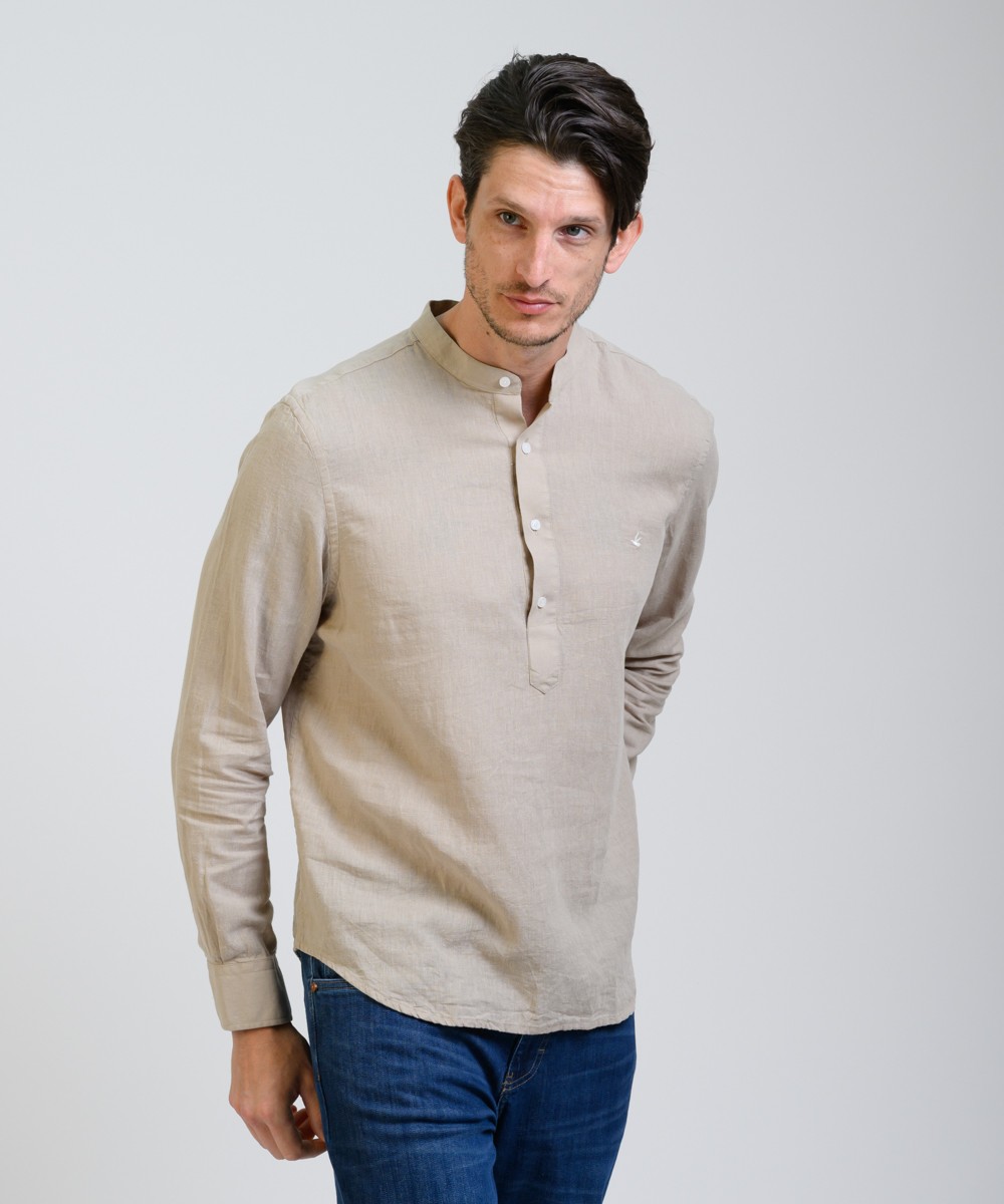 Camisa Mao Half Placket Lino