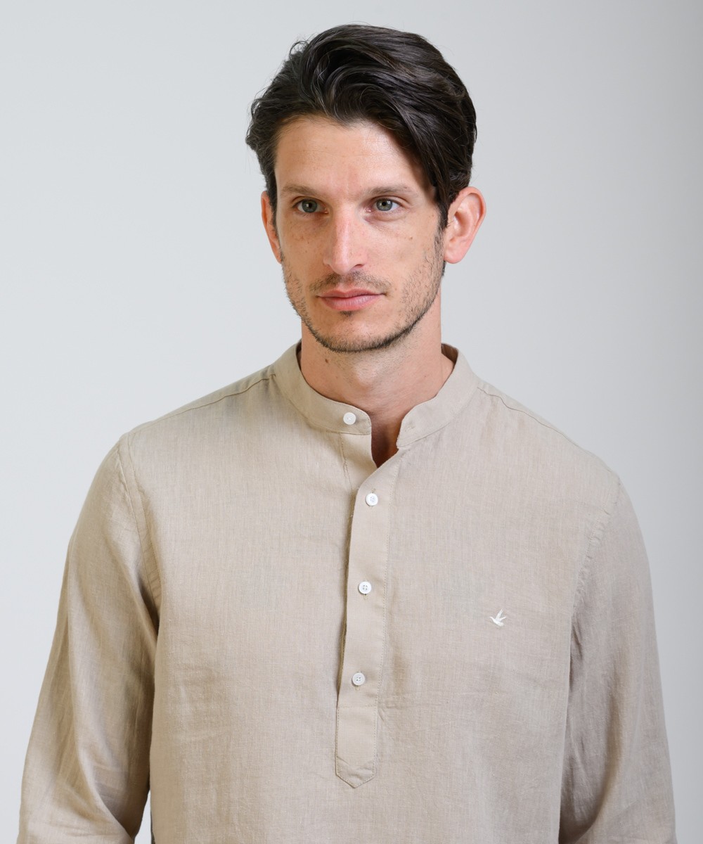 Camisa Mao Half Placket Lino
