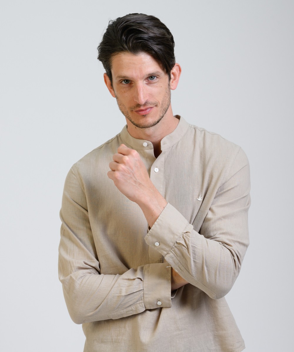 Camisa Mao Half Placket Lino