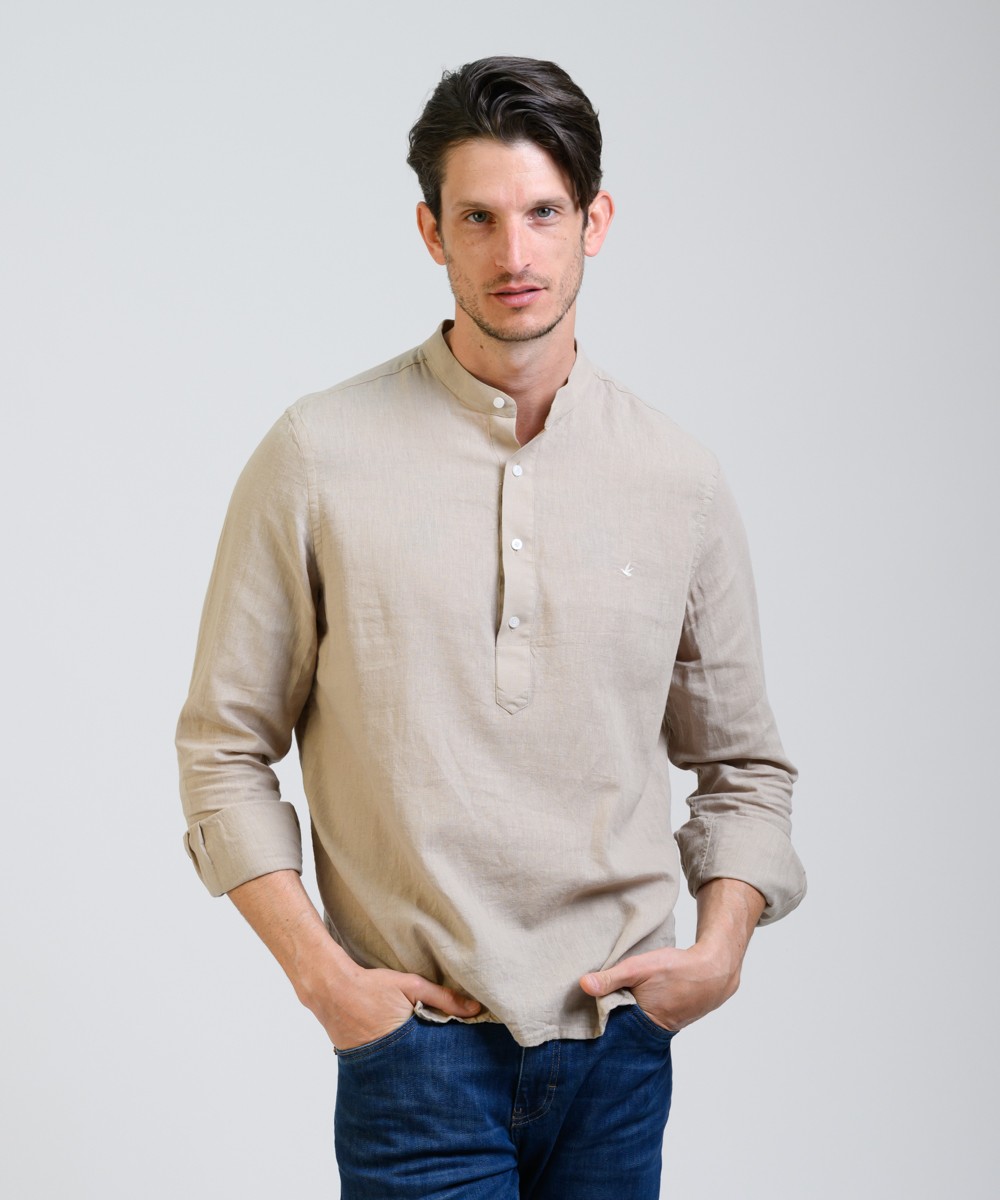 Camisa Mao Half Placket Lino