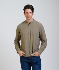 Camisa Mao Half Placket Lino