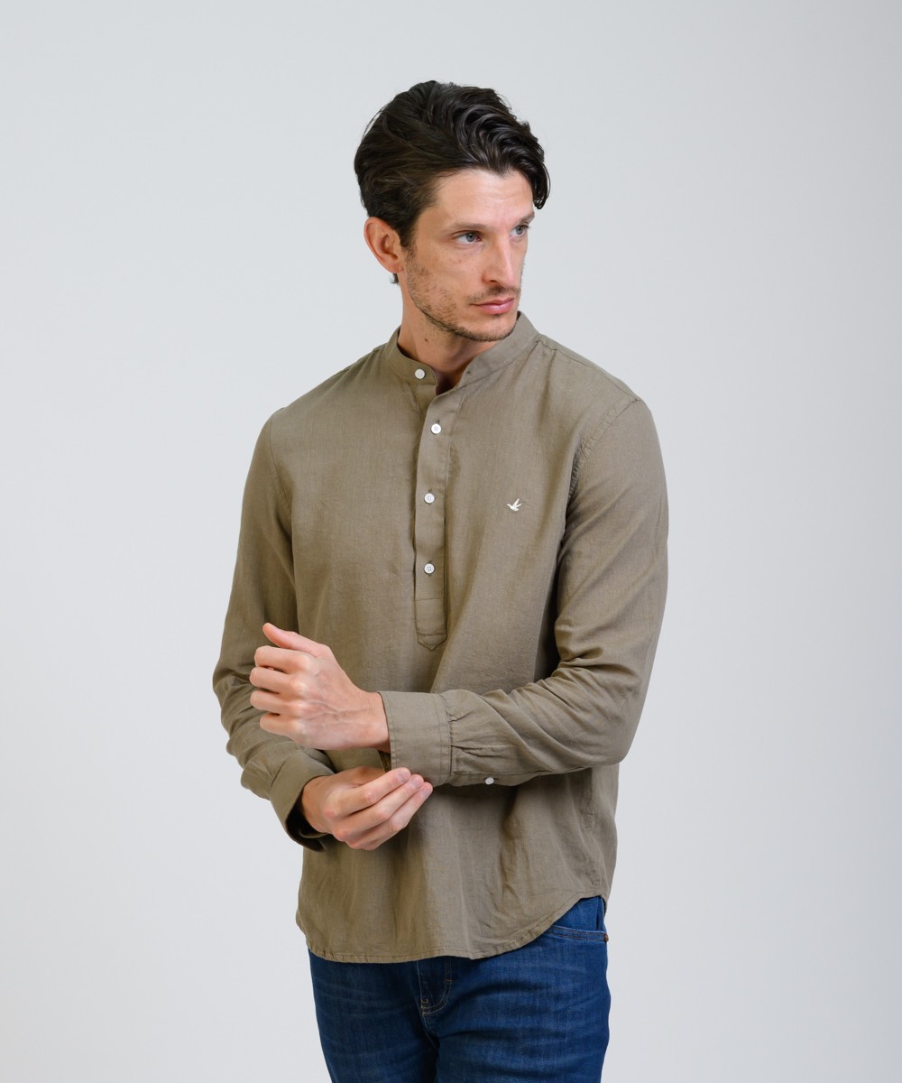 Camisa Mao Half Placket Lino