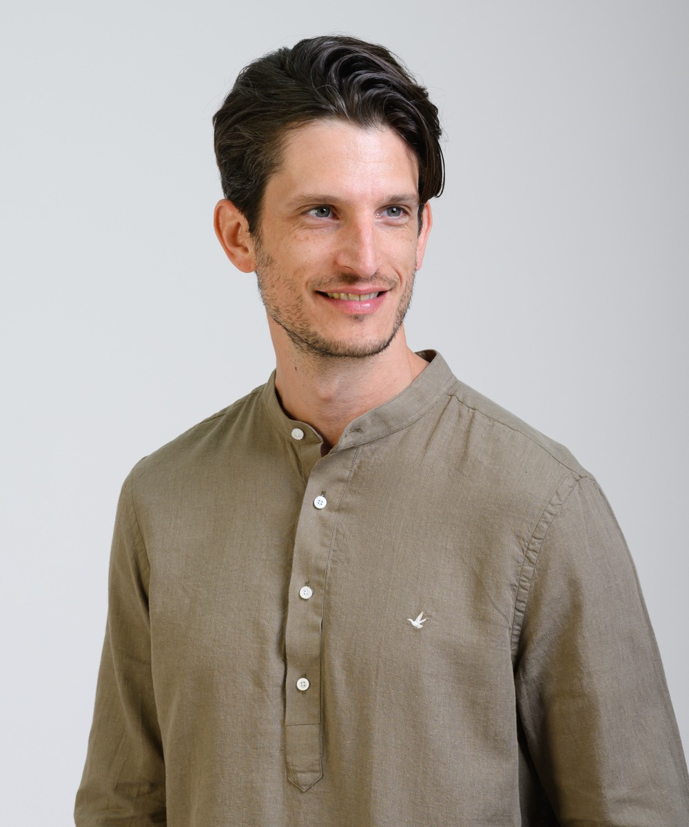 Camisa Mao Half Placket Lino