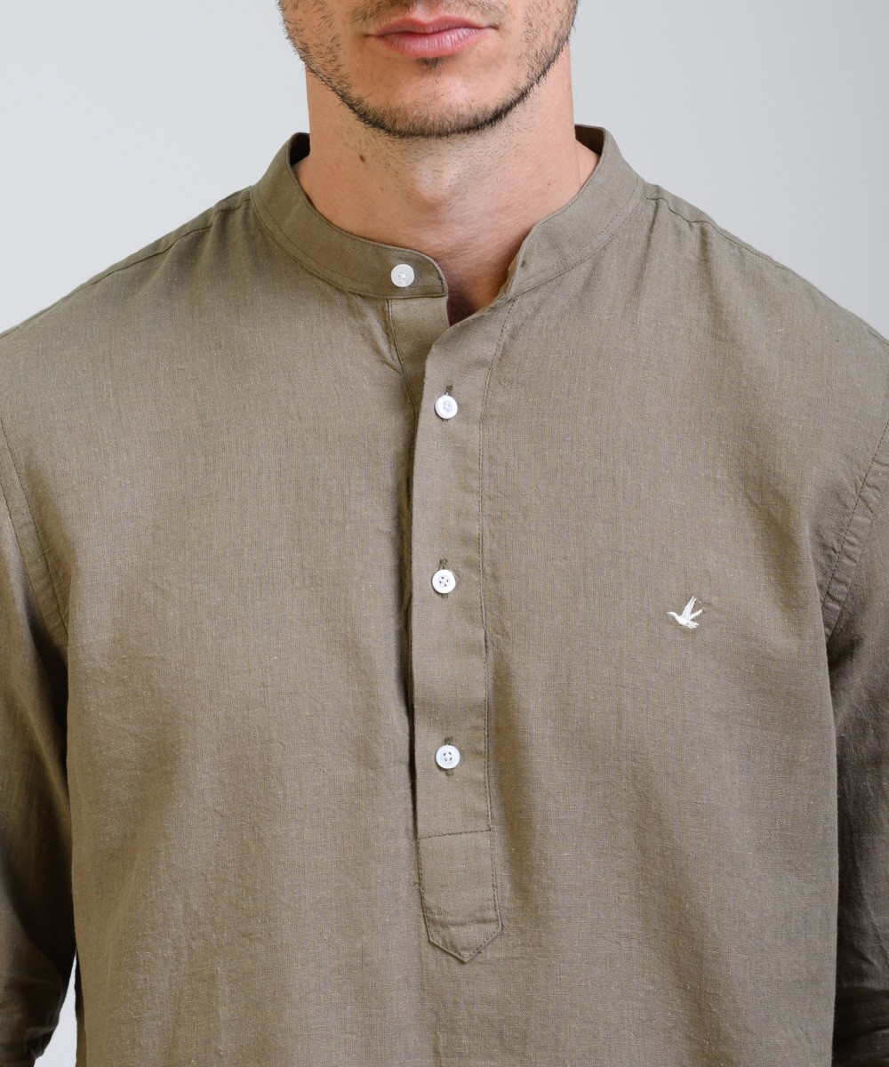 Camisa Mao Half Placket Lino