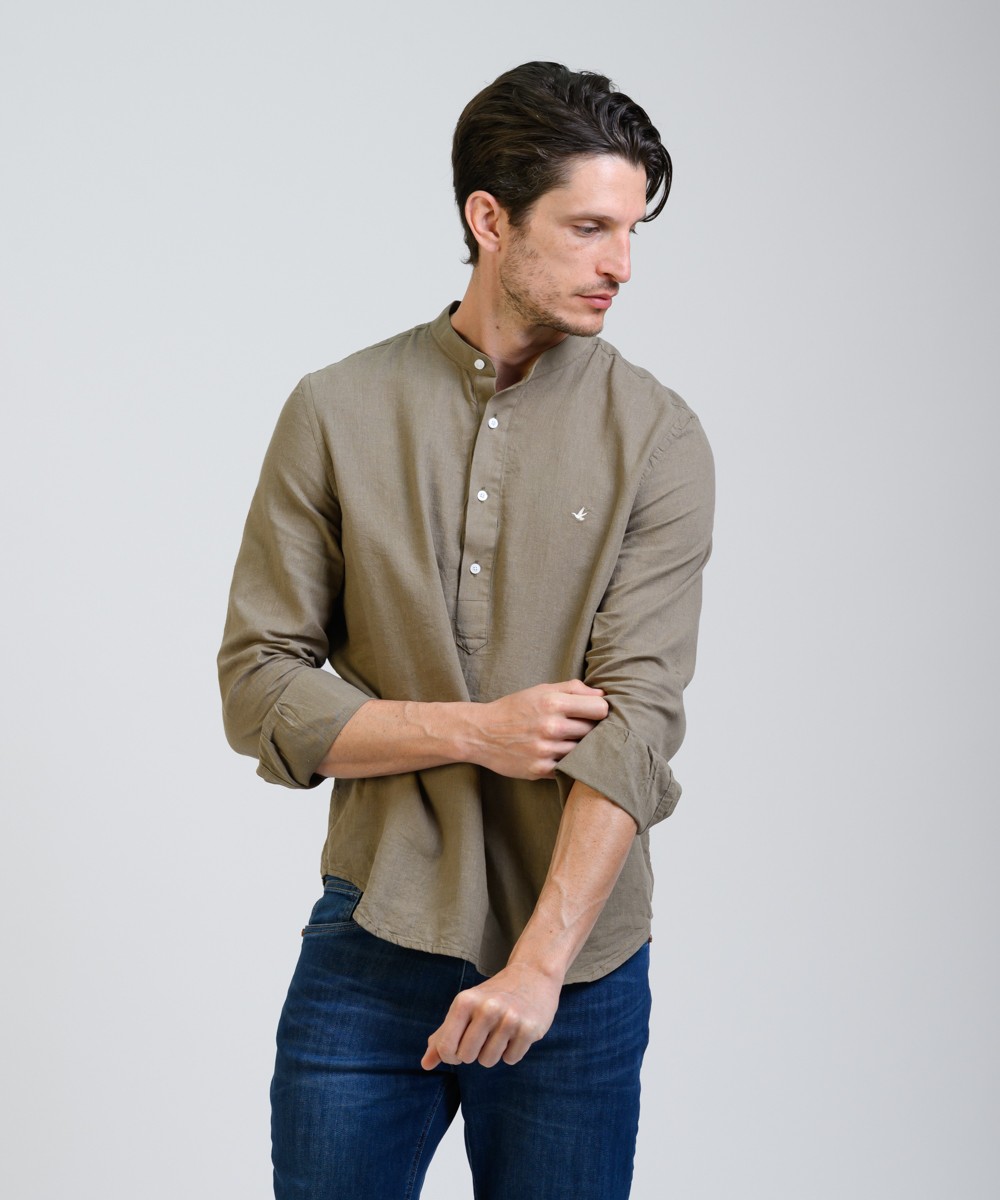 Camisa Mao Half Placket Lino