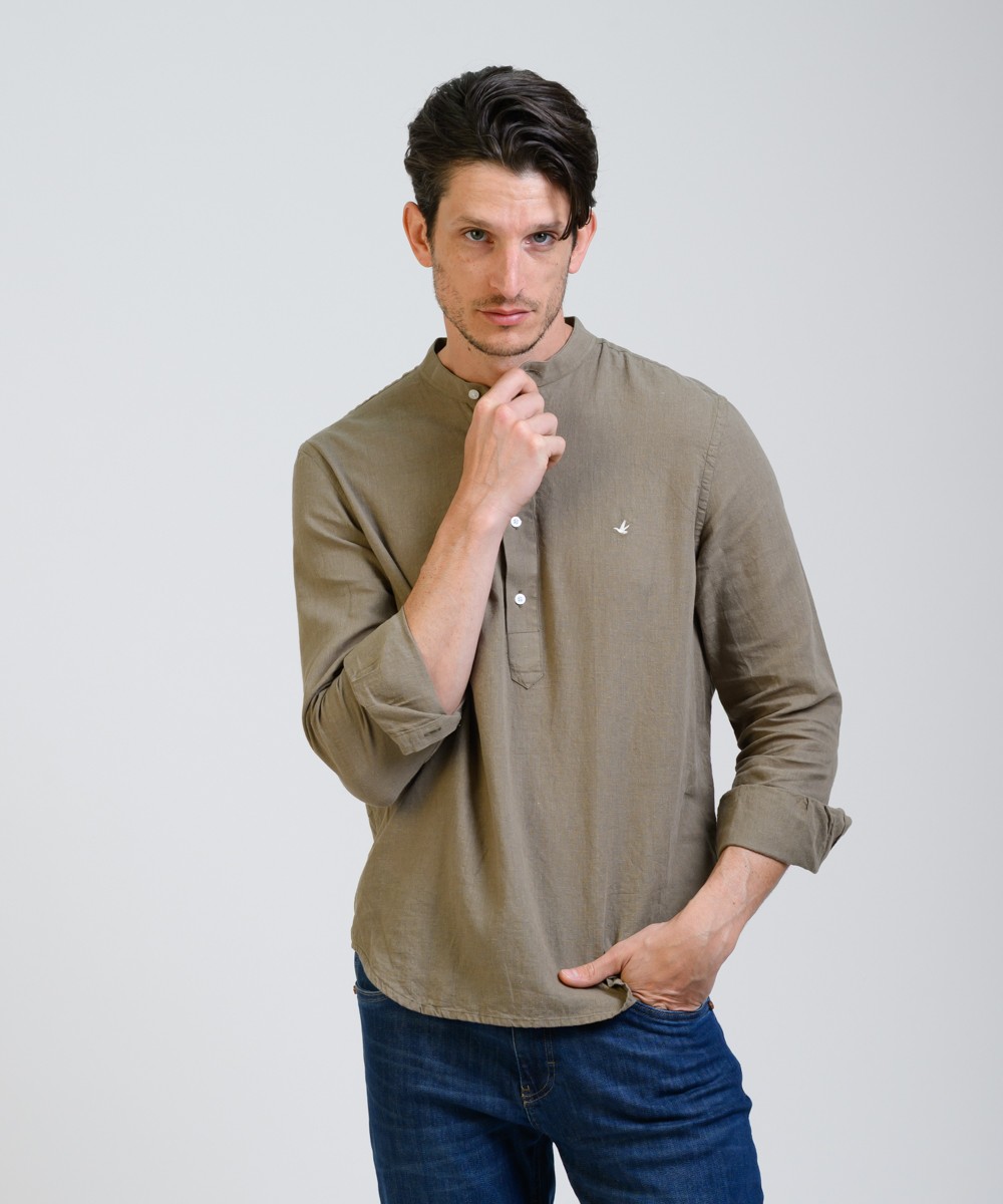 Camisa Mao Half Placket Lino