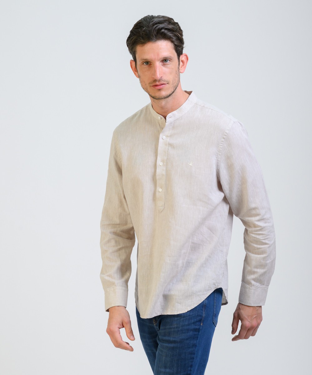 Camisa Mao Half Placket Lino