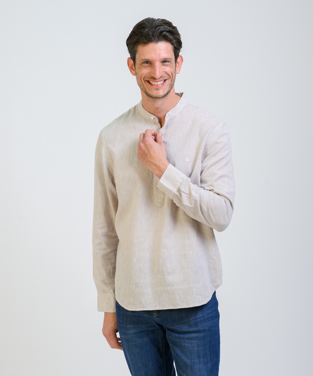 Camisa Mao Half Placket Lino