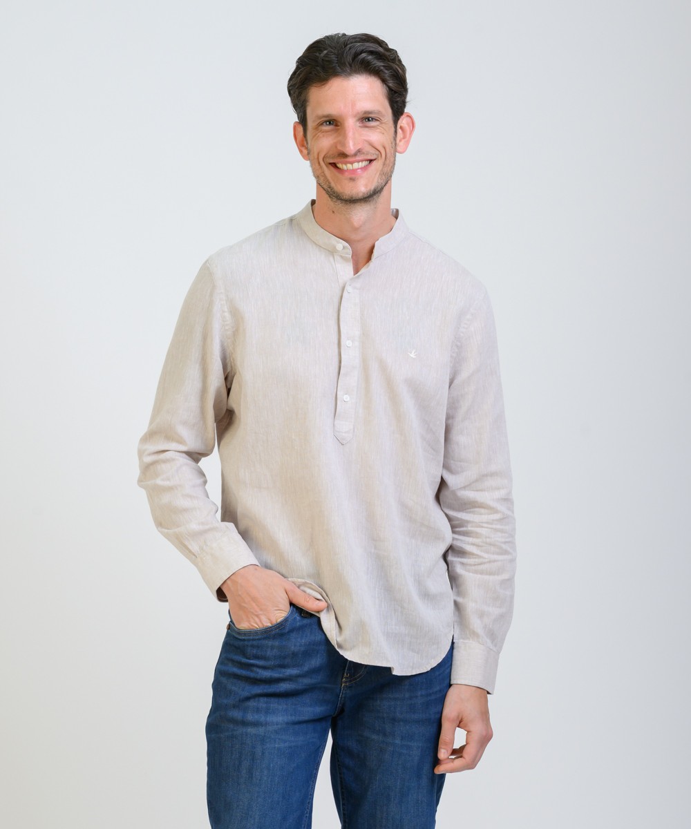 Camisa Mao Half Placket Lino