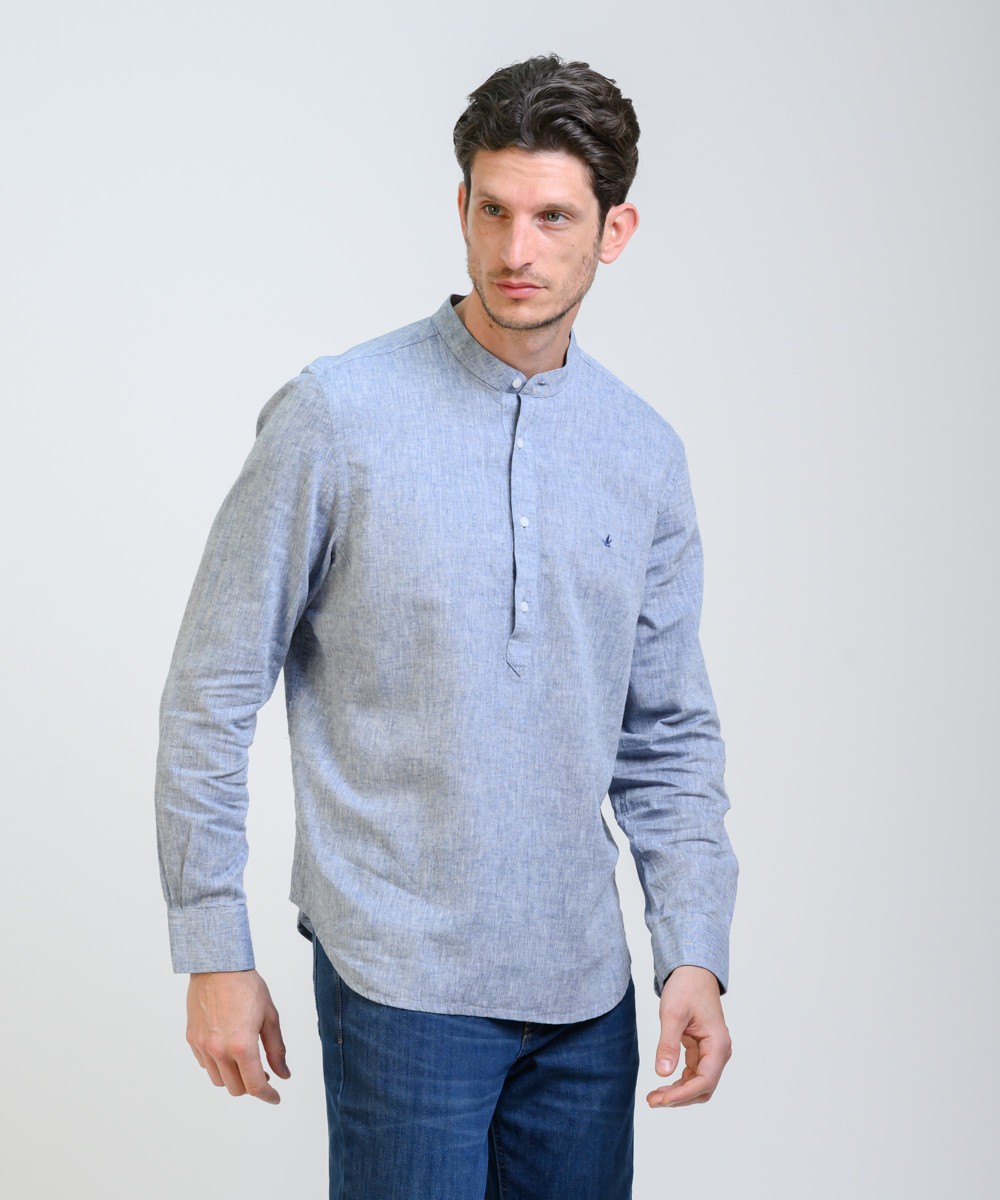 Camisa Mao Half Placket Lino