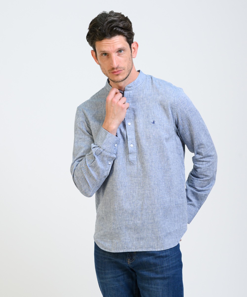 Camisa Mao Half Placket Lino