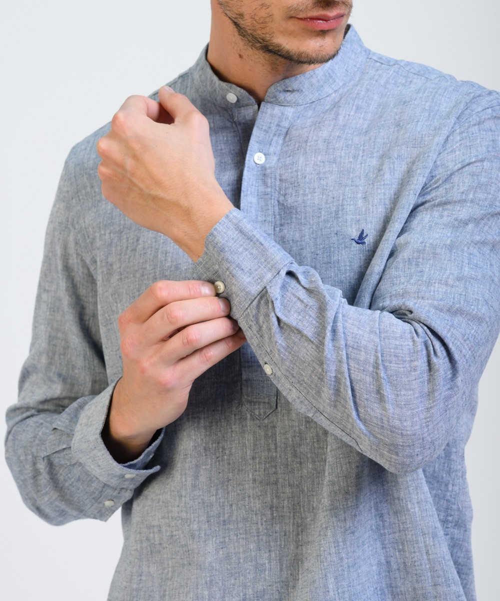 Camisa Mao Half Placket Lino