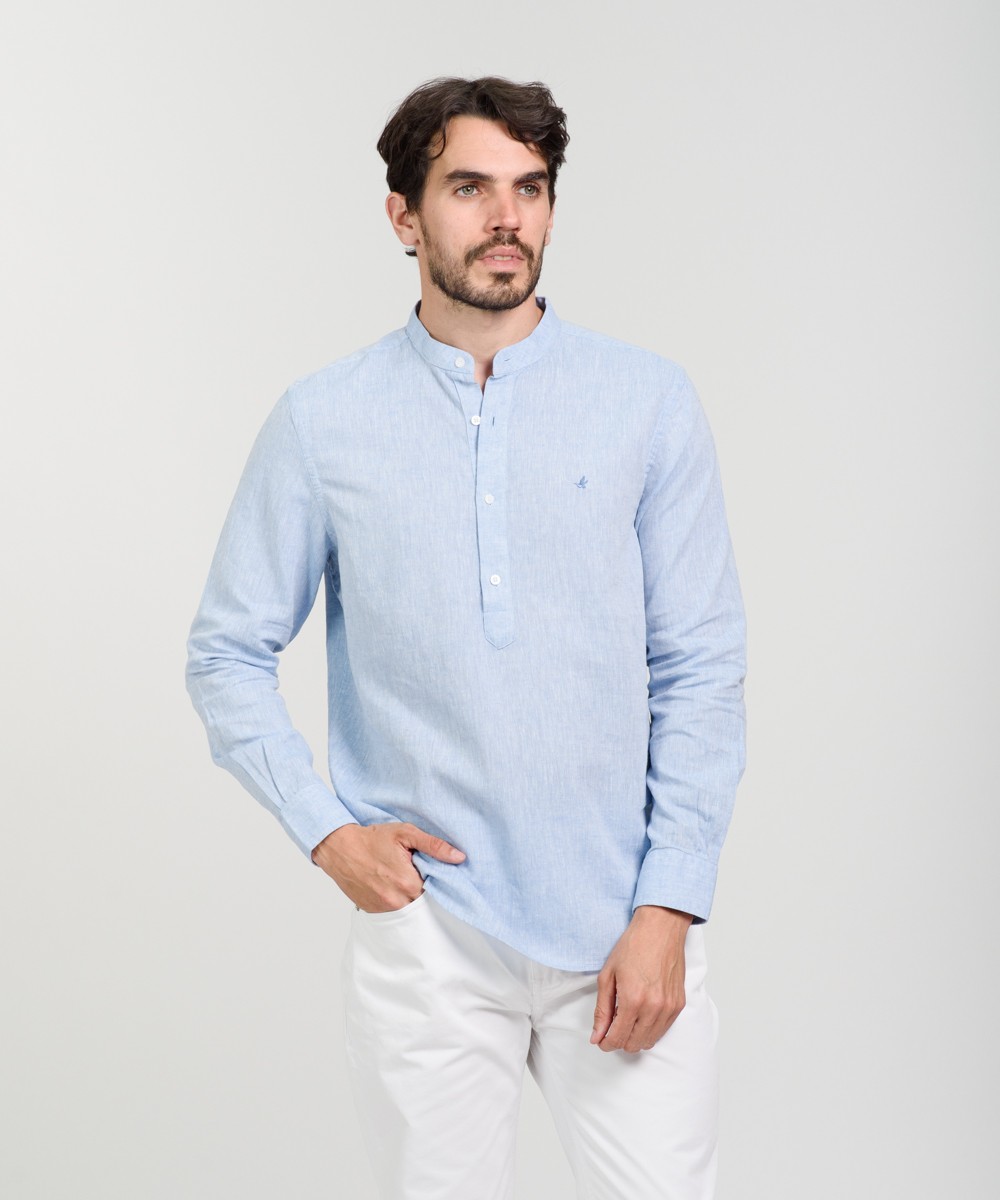 Camisa Mao Half Placket Lino