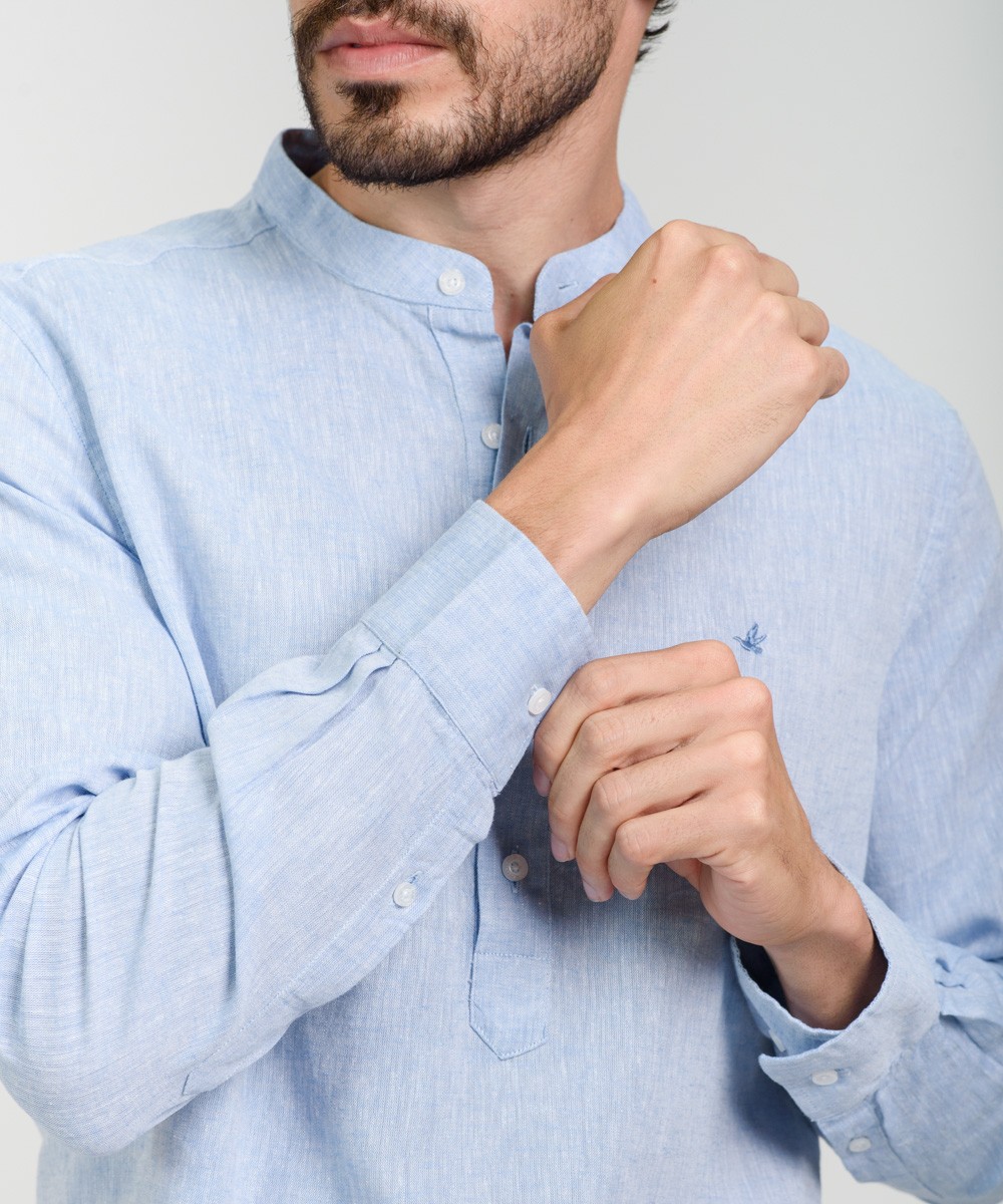 Camisa Mao Half Placket Lino