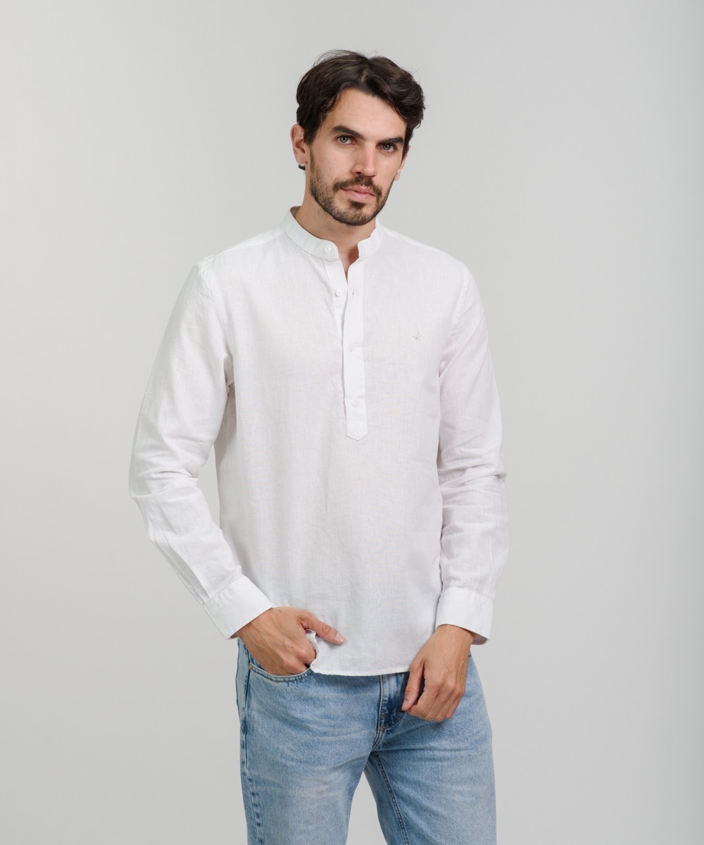 Camisa Mao Half Placket Lino