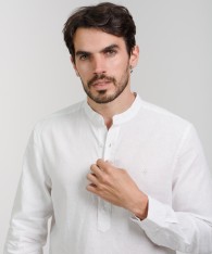 Camisa Mao Half Placket Lino